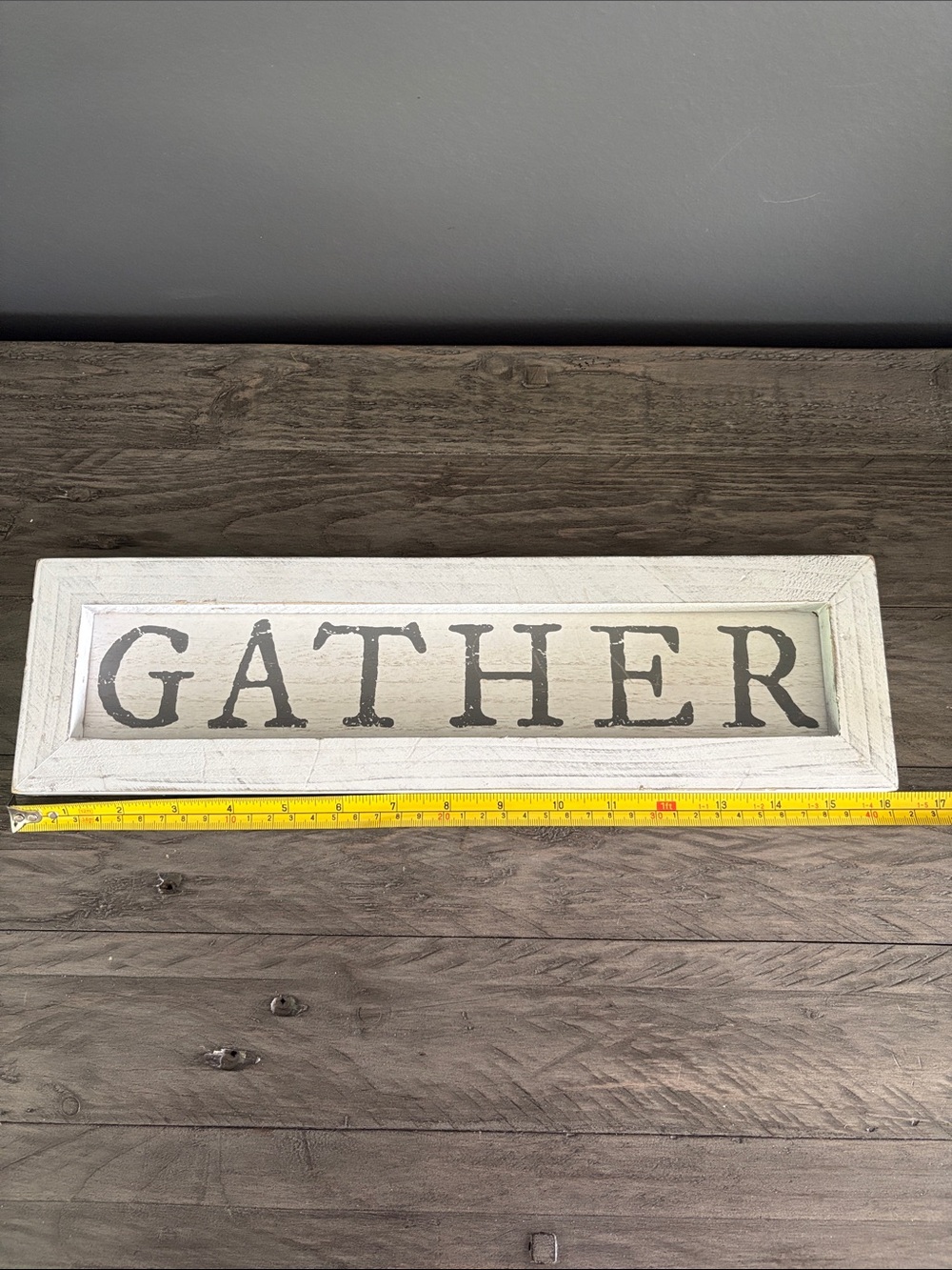 GATHER Wooden Framed Sign - White Frame, Black Lettering